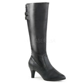 Pleaser Pink Label DIVINE-2018 Black Faux Leather Knee Boots - Shoecup.com